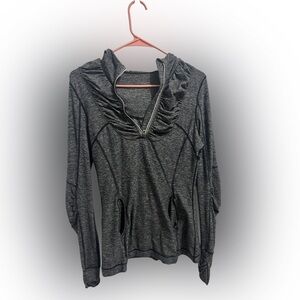 Lululemon Women's Charcoal Gray Ruched Zip-Up Top